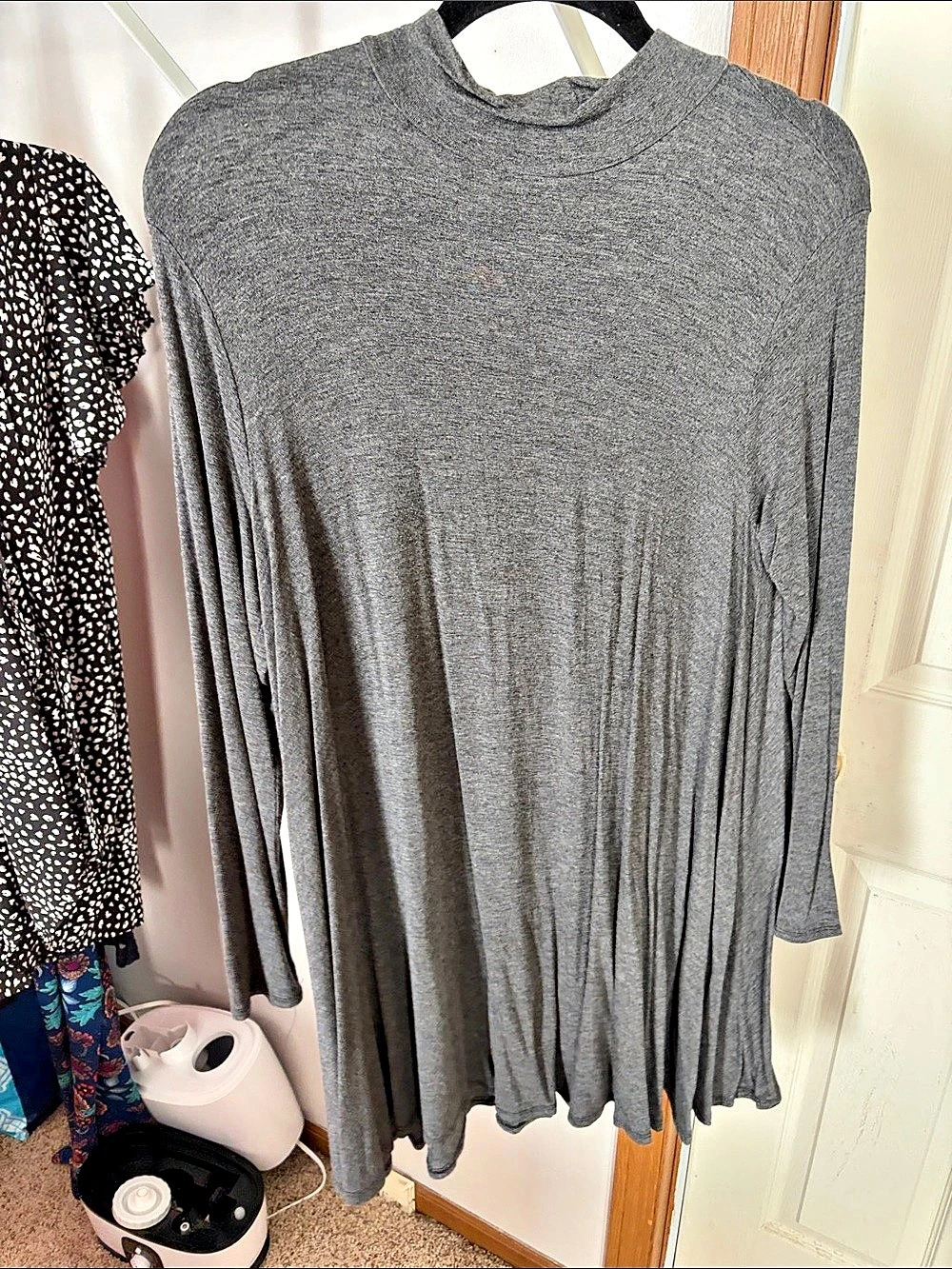 Teri Jon Gray Long Sleeve Mini Dress Like New